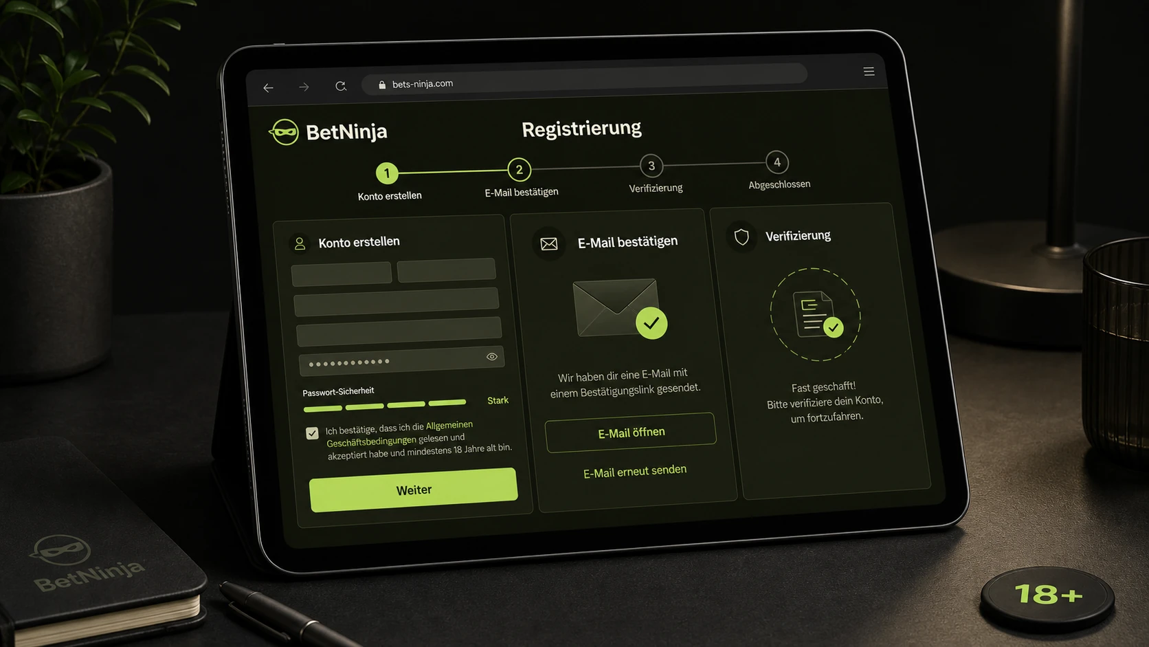 BetNinja Registrierung vor der Anmeldung